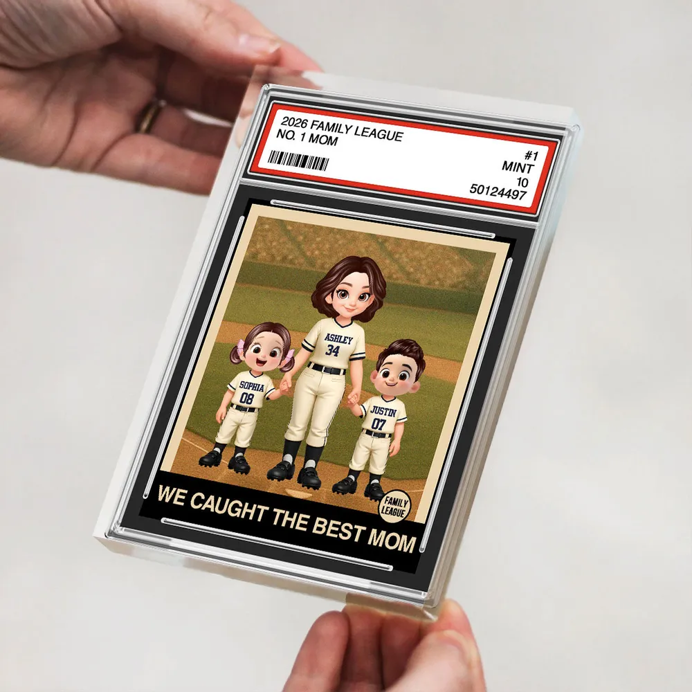 Personalized Baseball Mom Trading Card Rectangle Acrylic Block Plaque - Dugout Family Keepsake, Unique Gift for Mom