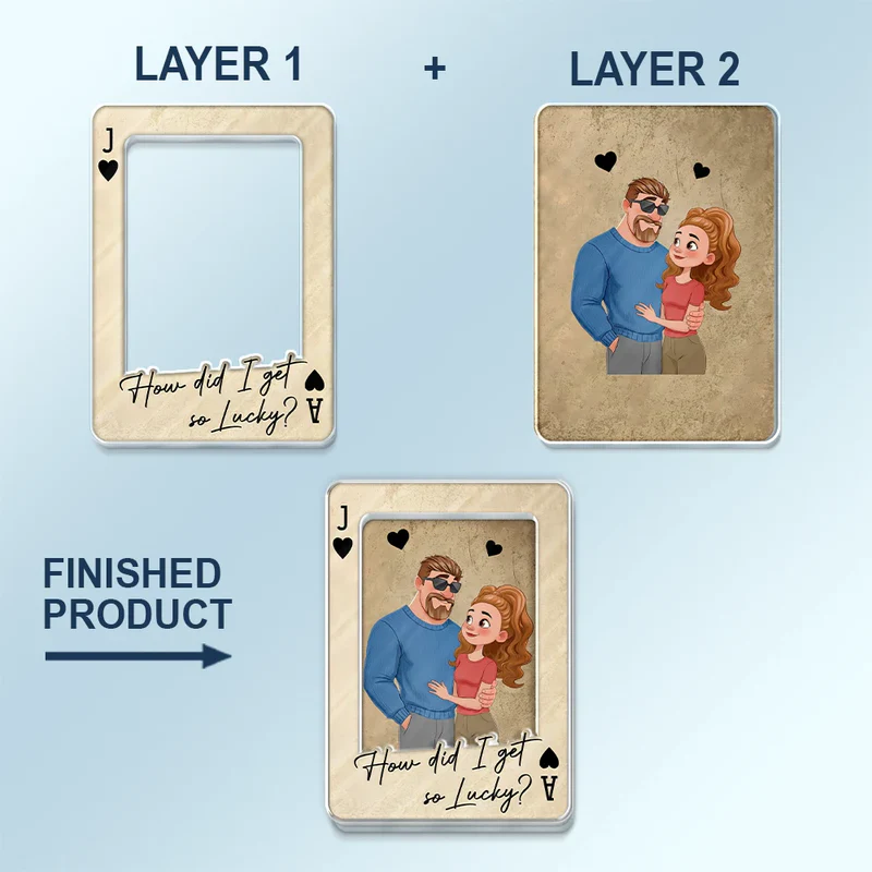 Personalized Acrylic Car Visor Clip Vintage Playing Card Couple Hugging, Drive Safe Handsome I love you, Unique Gift for Him