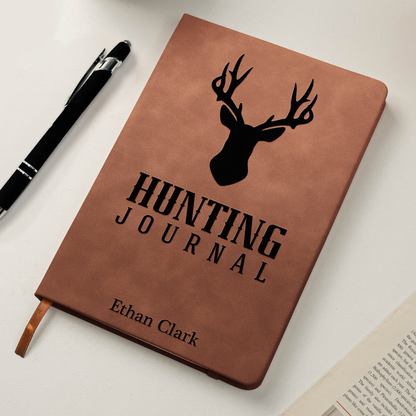 Leather Journal Deer Hunting Journal with Stag & Forest Cover for Hunting Adventures Unique Gift for Husband Dad Grandpa
