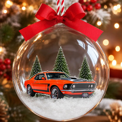 Acrylic Snow Globe Ornament, Personalized Classic Car Winter Scene, Creative Keepsake Gift for Car Lovers