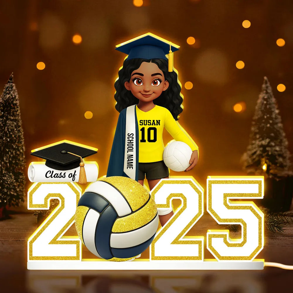 Graduation Acrylic Light Box with Custom Volleyball Player, Soft Atmosphere Lighting Keepsake for Class of 2025 and Unique Gift for Friends