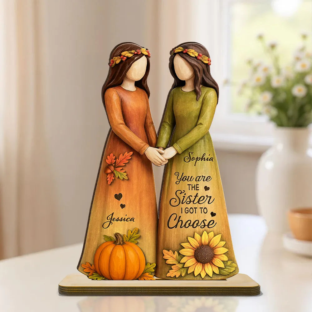 Handcrafted Wooden Plaque - Girls Holding Hands Friendship Décor