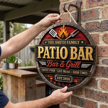 Personalized Wooden Sign, Great Food Live Music Good Times Patio Decor, Creative Gift for Families Who Love Grilling
