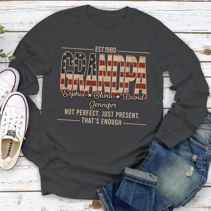 Custom Dad Classic Tee with Heartfelt Quote, Vintage Flag Look, Unique Gift for Father