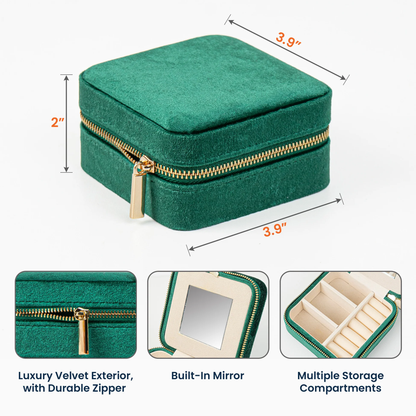 Velvet Travel Jewelry Box, Personalized Floral Keepsake for Everyday Rings and Earrings, Unique Gift for Mom or Friend