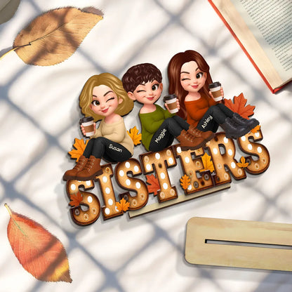 Personalized Wooden Plaque for Sisters, Autumn Theme, Perfect Gift for Best Friends