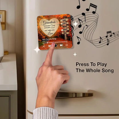 Acrylic Music Magnet with Autumn Forest Design, Grandkids Theme, Clear Print, Perfect Gift for Grandparents