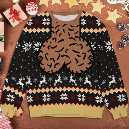 Funny Christmas Printed Sweatshirt, Personalized Reindeer Design, Creative Gift for Him and Shared Laughs