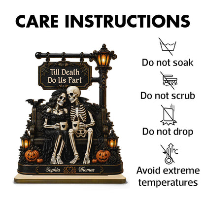 2-Layer Wooden Plaque, Till Death Do Us Part Skeleton Couple Art, Unique Creative Gift for Husband & Wife
