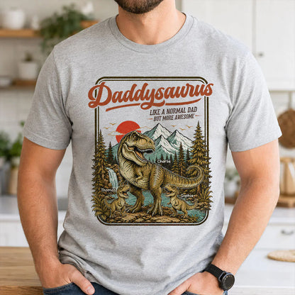 Personalized Daddysaurus Classic Tee, Retro Dinosaur Dad Art, Unique Gift for Dad or Husband