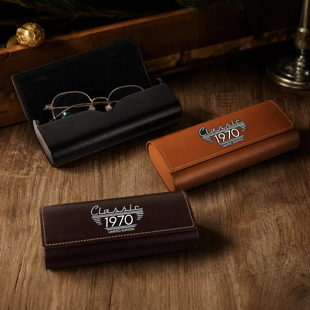 Classic Edition Leather Eyeglass Case for Dad, Custom Nostalgic Keepsake and Creative Gift
