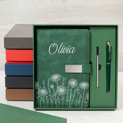 Metal Buckle Notebook Set, Personalized Floral Keepsake for Journaling, Creative Gift for Mom or Friend