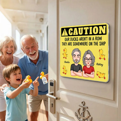 Funny Personalized Acrylic Magnet for Cruise Ship Door - Caution Our Ducks Aren't In A Row - Unique Gift for Travelers