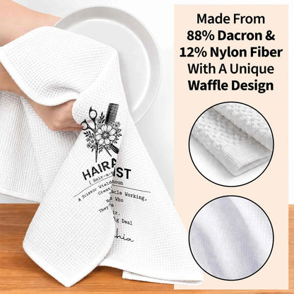 Hairapist Personalized Kitchen Towel, Monochrome Salon Art, Creative Appreciation Gift for Hair Stylist