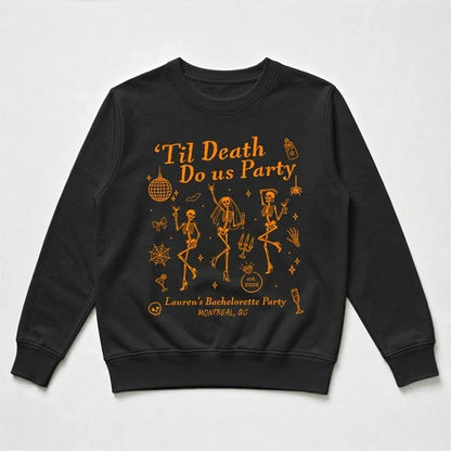 Personalized Classic Tee, 'Til Death Do Us Party, Laughing Bridal Crew Keepsake and Creative Gift for Bride