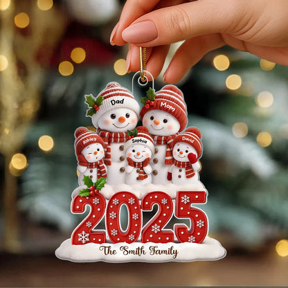 Festive Snowman Family Acrylic Ornament, Customizable Christmas Tree Keepsake, Warm Home Decor, Creative Gift for Family