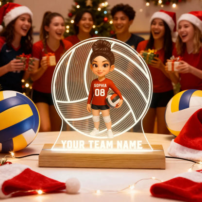 Custom Volleyball LED Light Plaque – Personalized LED Lamp, Perfect Gift for Teammates or Sports Lovers