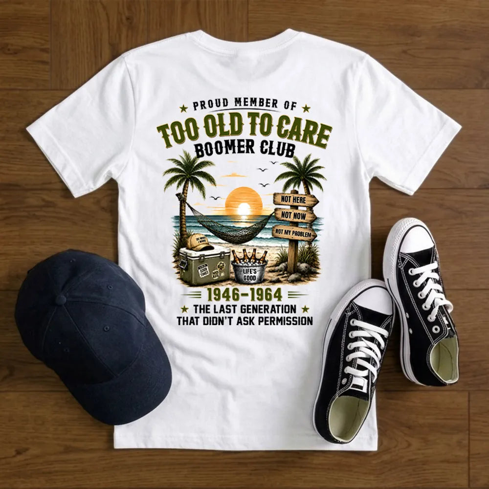 Classic Tee with Beach Boomer Club Artwork, Custom Funny Shirt, Creative Gift for Grandpa