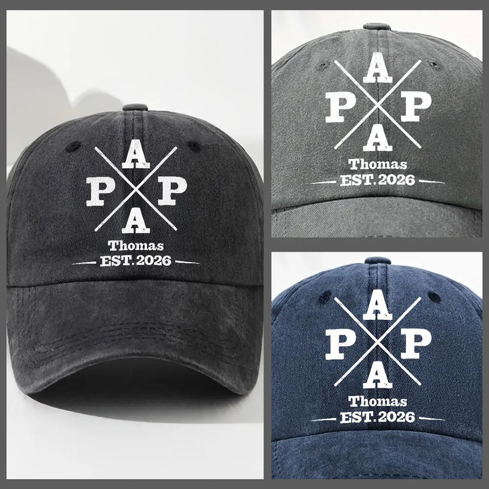 Papa Washed Denim Baseball Cap, Custom Family Keepsake for Casual Days ...
