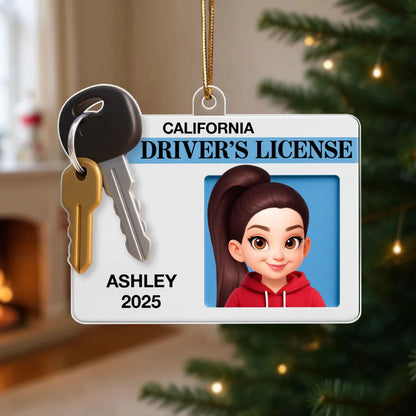 Acrylic Ornament for Car, Driver License Look with cartoon vibe, durable and cute, festive decor and creative gift for teens and friends