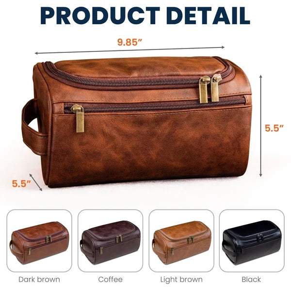 Personalized Leather Toiletry Bag, Thoughtful Travel Keepsake, Creative Gift for Husband or Dad