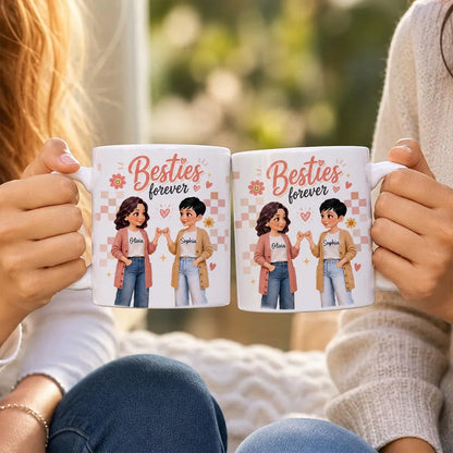 Personalized Ceramic Mug, Besties Forever Pinky Promise Design, Unique Gift for Your Closest Friend