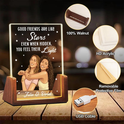 Personalized Good Friends Are Like Stars LED Light Frame, Friendship Keepsake, Creative Gift for a Friend