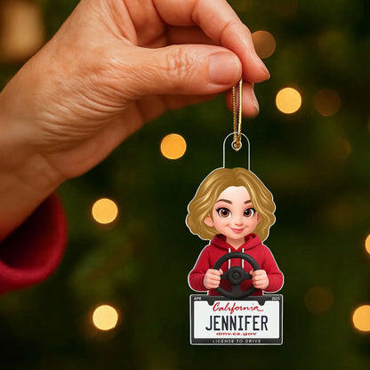 Custom State License Plate Driving Ornament – Unique Christmas Tree Decor for New Drivers