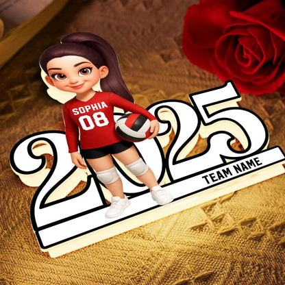 Personalized Volleyball Girl Acrylic Light Box | Custom Team Name, Heartwarming Gift for Graduation or Sports Celebration