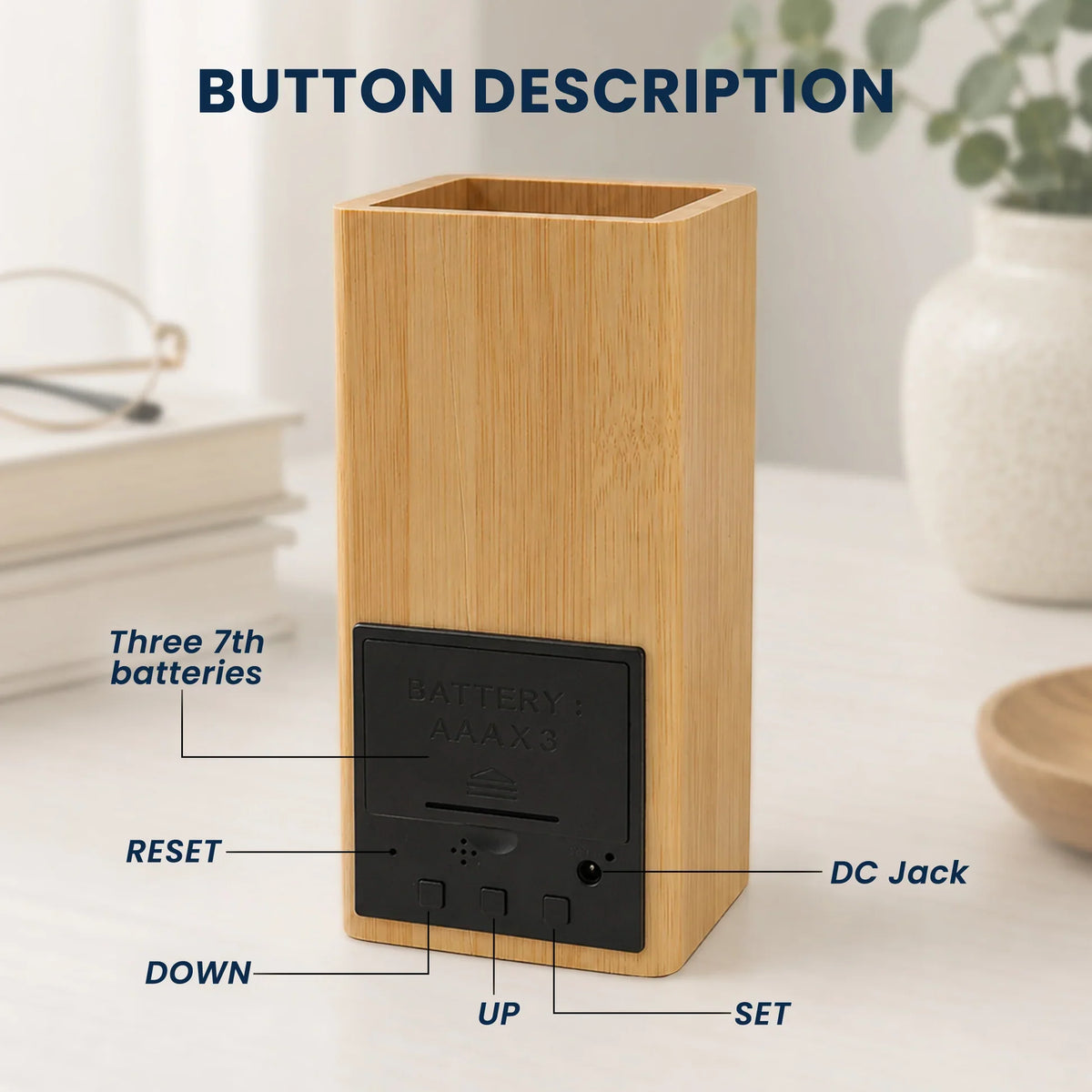 Wooden Pen Holder Clock, Always Remember Photo Design, Creative Gift for Teacher or Coworker
