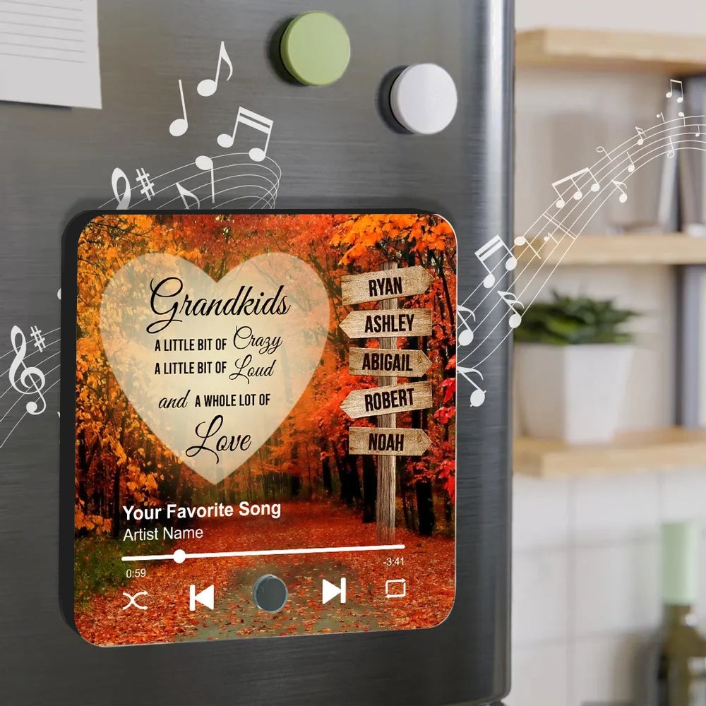 Acrylic Music Magnet with Autumn Forest Design, Grandkids Theme, Clear Print, Perfect Gift for Grandparents