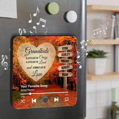 Acrylic Music Magnet with Autumn Forest Design, Grandkids Theme, Clear Print, Perfect Gift for Grandparents