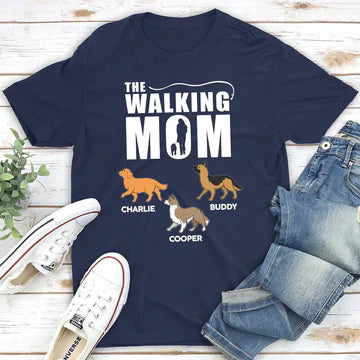 Personalized Classic Tee, The Walking Dad Dog Design, Creative Gift for Dad and Dog Lover