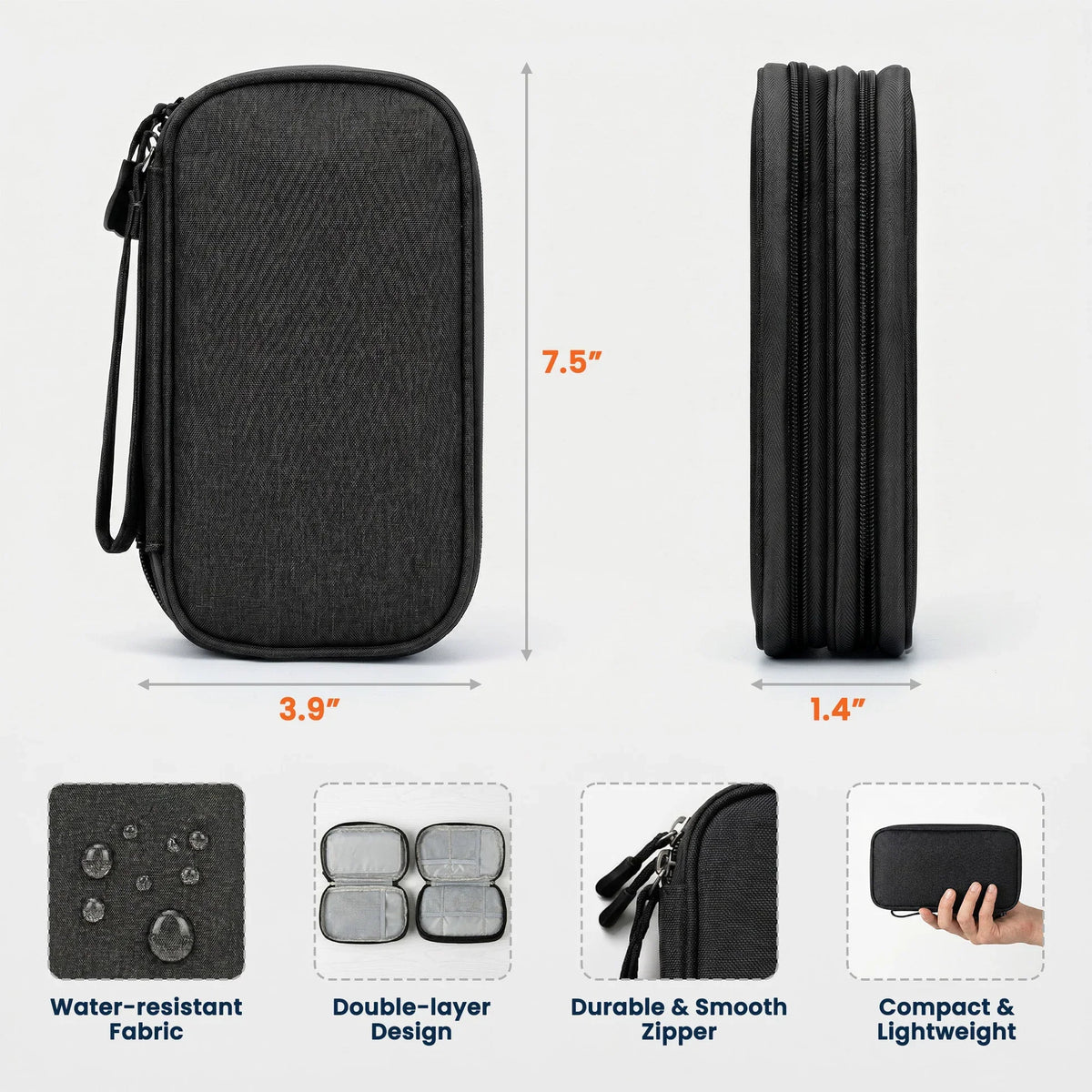 Personalized Oxford Cable Organizer, Funny Desk Charger Bag, Unique Gift for Tech Lover