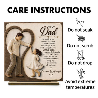 Personalized 2-Layer Wooden Plaque for Dad, Father & Daughter Holding Hands, Unique Gift From Daughter