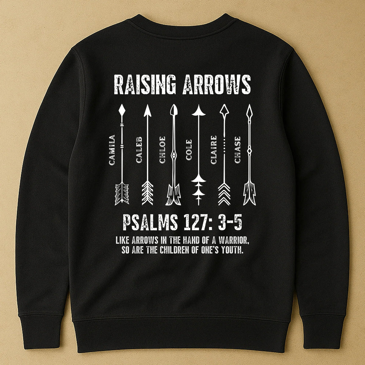 Personalized Raising Arrows Classic Tee, Bible Verse Back Print, Unique Christian Gift for Dad