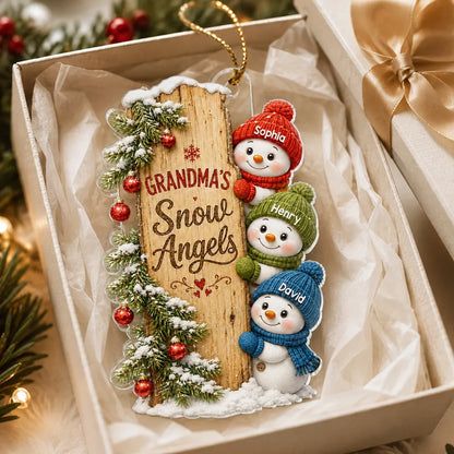 Grandma's Snow Angels Acrylic Ornament, Personalized Family Keepsake for the Christmas Tree, Creative Gift for Grandma