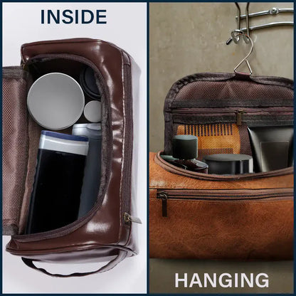 Personalized Leather Toiletry Bag for Dad, Golf Club Design, Unique Creative Gift for Travel