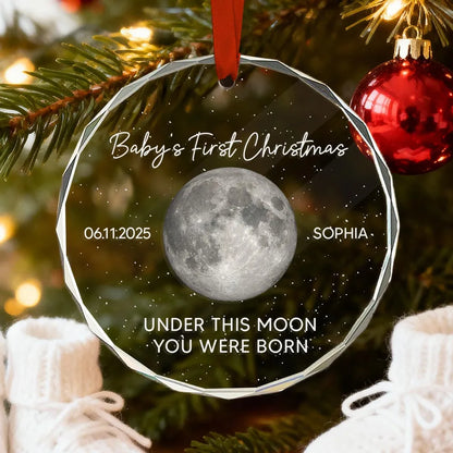 Personalized Baby's First Christmas Moon Ornament Gift