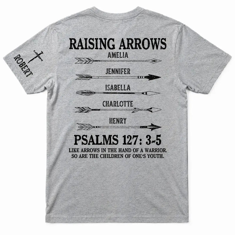 Personalized Dual Print Classic Tee with Faith Quote & Arrows, Creative Gift for Proud Dad