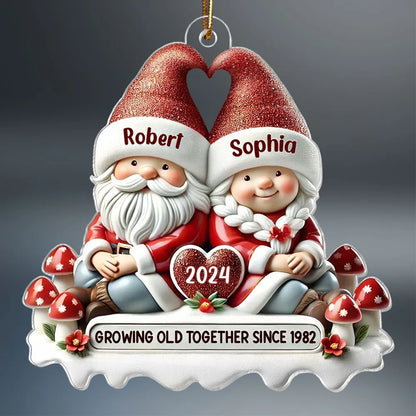 Santa Couple Acrylic Ornament with Heart - Festive Christmas Tree Decor, romantic keepsake, a unique creative gift for couples