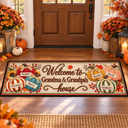 Personalized Premium Doormat, Welcome to Grandma & Grandpa's House, Autumn Pumpkin Creative Gift