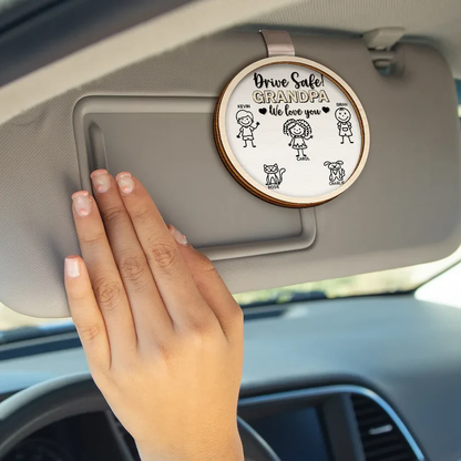 Personalized Car Visor Clip with Drive Safe Daddy Message and Cute Stick Figure - Unique Gift for Dad