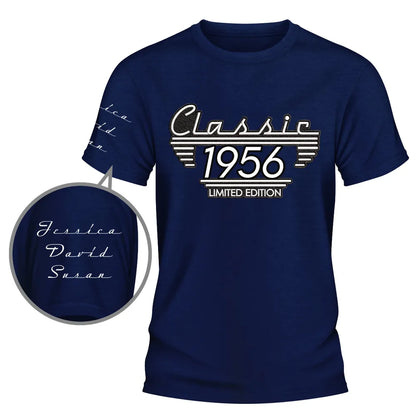 Custom Dual Print Classic Tee with Vintage Black & White Style, Creative Gift for Him with a Personal Touch