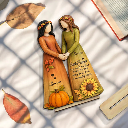 Handcrafted Wooden Plaque - Girls Holding Hands Friendship Décor