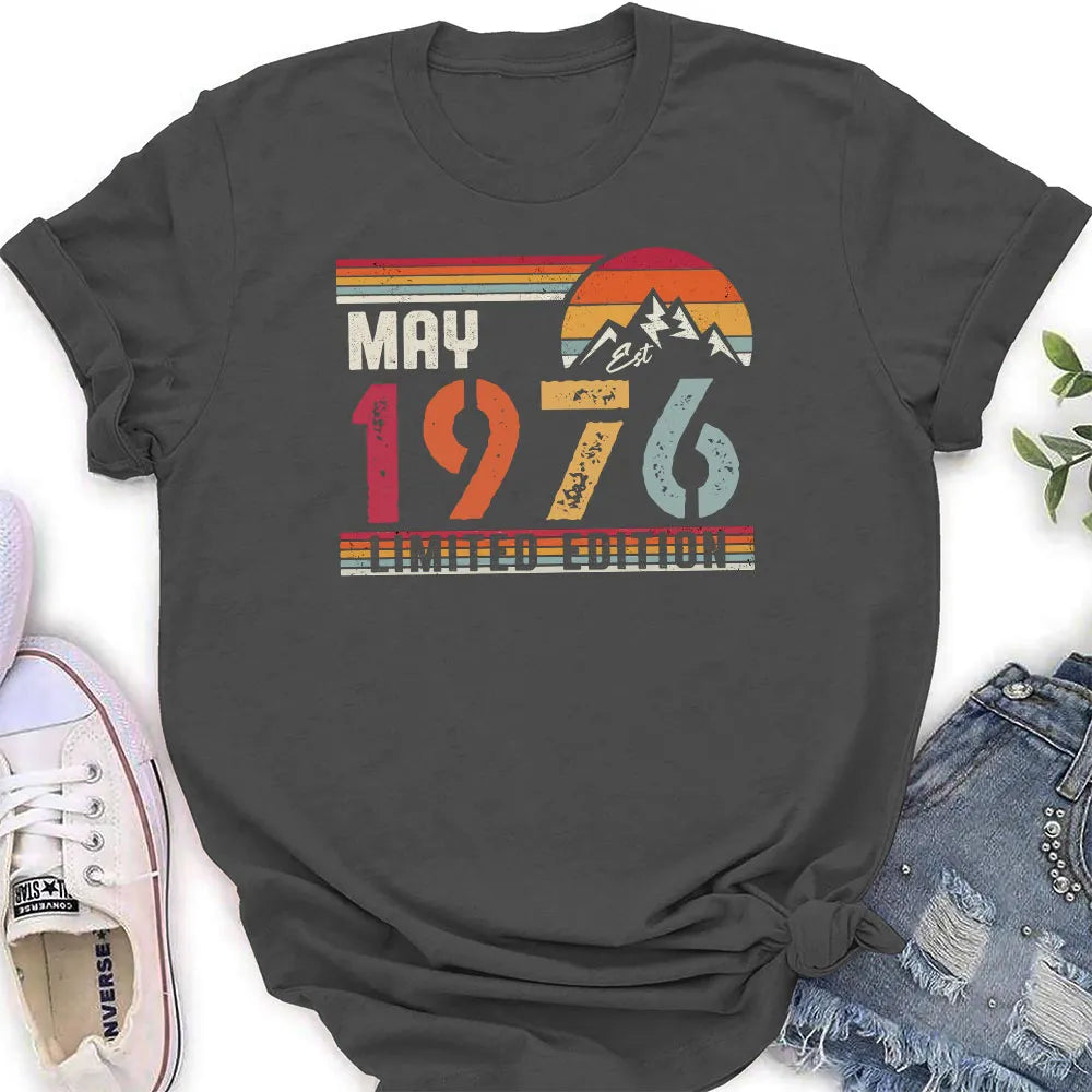 Personalized Classic Tee, Retro Mountain Sunset Limited Edition, Unique Birthday Gift for Dad or Friend
