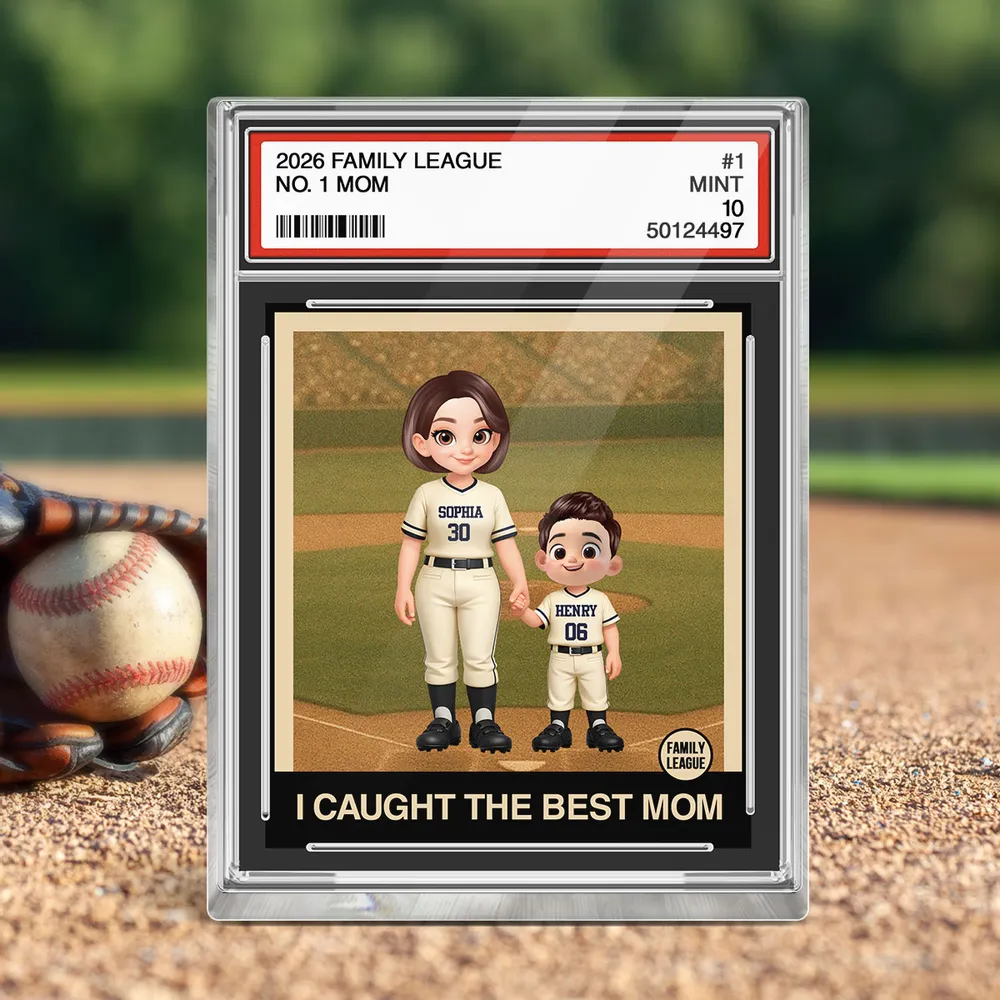 Personalized Baseball Mom Trading Card Rectangle Acrylic Block Plaque - Dugout Family Keepsake, Unique Gift for Mom