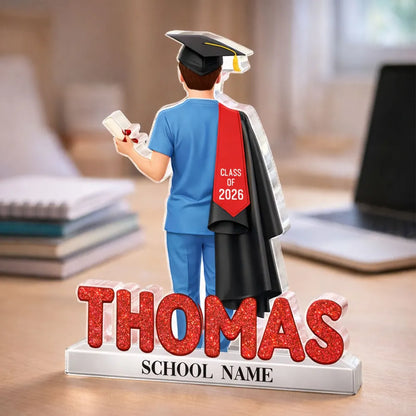 Personalized Shaped Acrylic Block Plaque for Nurse Graduation, Class Design Keepsake, Unique Gift for Her