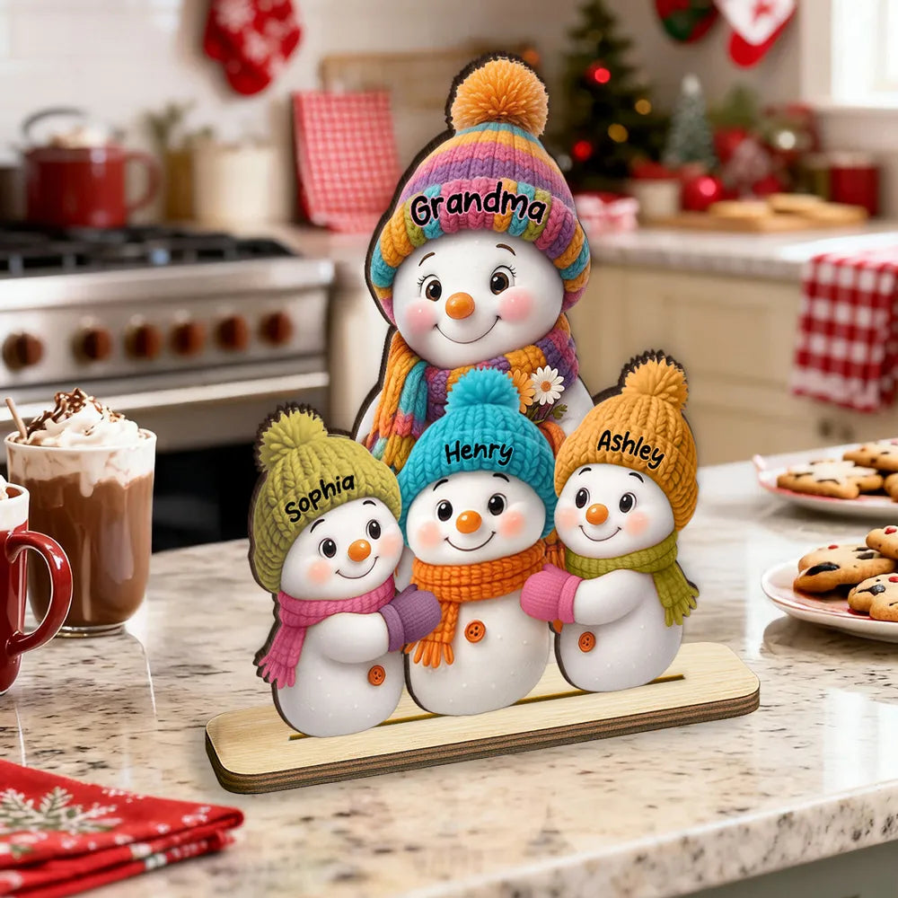 Fridge Magnet Snowman Family, removable kitchen décor for holiday kitchens, cozy colors, gift-ready keepsake for parents, grandparents, and kids