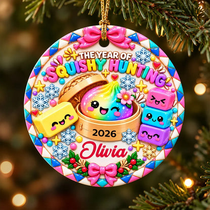 Personalized Ceramic Ornament, Colorful Squishy Hunting Keepsake, Unique Christmas Gift for Daughter